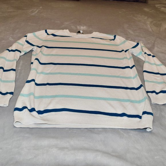 NYDJ Striped Silk-Cotton Blend Sweater S - Picture 4 of 6